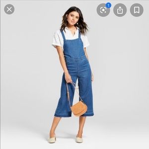 Wide leg crop overalls